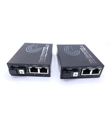 1 Pair Fiber Ethernet Converters, SFP Media Converter Included, Up to 20KM Distance on Single Mode SC Fiber Optic (2 RJ45 Ports *2 RJ45 Ports)