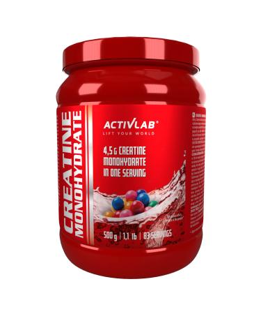 Activlab Creatine Monohydrates |500g |83 portions |Chewing gum taste |4.5g creatine monohydrate |Power endurance |Powder |For bodybuilders and athletes |3x laboratory tested |Including measuring cup bubblegum 83 portions (1 Pack) - Buy Online on GoSupps.com
