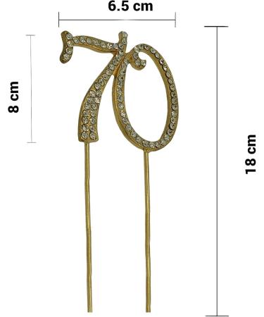 Vincenza Rhinestone Crystal Birthday Cake Topper Number Pick 70th with Diamante Gems - Cake Decorations for Wedding Anniversary Birthday Party (Gold) - Buy Online on GoSupps.com