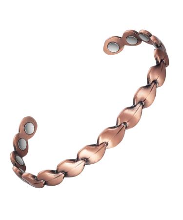 Copper Magnetic Bracelets for Women for Arthritis Adjustable Cuff Bangle Magnetic Therapy Bracelet Bangle for Carpal Tunnel 99.99% Pure Copper Magnetic Bangles for Men