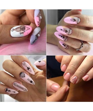 Geometric Heart & English Letter Nail Art Stickers - 6 Sheets - Buy Online on GoSupps.com