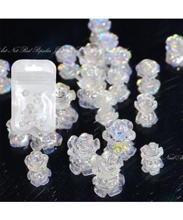 Nails Art Accessories Glitter Stones Manicures DIY Nail Art Decorations Aurora/White/Mix Color Camellia 3D Resin(02) - Buy Online on GoSupps.com