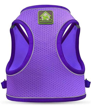 Femax Soft Mesh Dog Harness & Leash for Small Medium Dogs & Cats - Adjustable No Pull Vest Reflective Breakable Purple (Chest 41-46cm) - Buy Online on GoSupps.com
