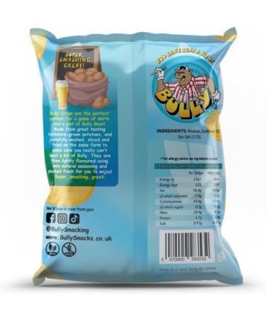 Bully Crisps Sea Salt Flavour - Full Case 24x40g - Grown & Hand Cooked in Yorkshire - Buy Online on GoSupps.com