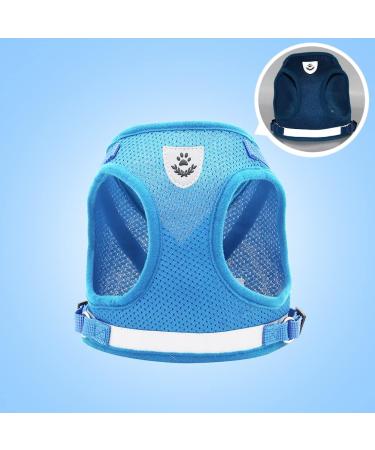 Meioro Adjustable Dog Harness with Leash - Soft Padded Reflective Vest for Small & Medium Dogs - Azure Blue Size L (41-46cm) - Buy Online on GoSupps.com