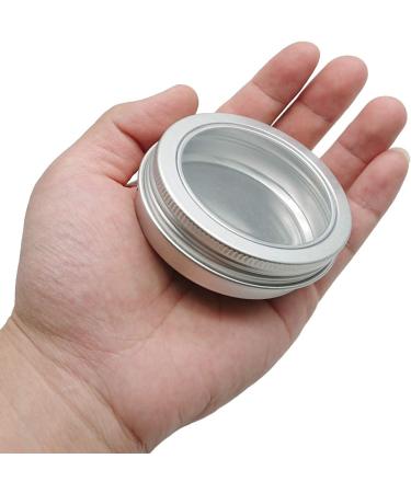 2 Ounce Aluminum Tin Jar 60ml - 20 Pcs Refillable Clear Top Screw Lid Round Container for Cosmetic Lip Balm Cream - Buy Online on GoSupps.com