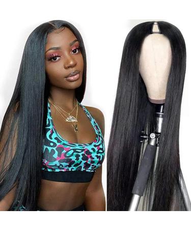 Dixtefo V Part Wigs Human Hair Brazilian Virgin Straight Human Hair Wigs for Black Women Upgrade U Part Wigs V Shape Wigs No Leave Out Lace Front Wigs Glueless Full Head Clip In Half Wig 150% Density Natural Color(16 Inch,…