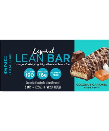 GNC Total Lean Layered Lean Bar - Coconut Caramel (9 Bars) | Healthy Snack | Low-Calorie Protein Bar | International Shipping Available - Buy Online on GoSupps.com