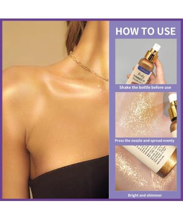 Golden Brown Shimmer Body Oil - Long Lasting Body Highlighter & Glow Makeup for Women | 3.4 Fl Oz - Buy Online on GoSupps.com