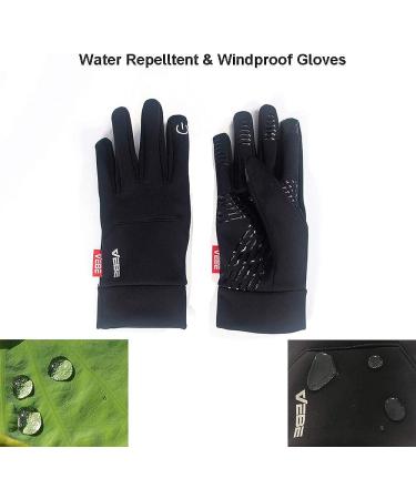 VEBE Lightweight Winter Gloves - Waterproof & Windproof Touch Screen Cold Weather Running Gloves for Men & Women | Black Medium - Buy Online on GoSupps.com