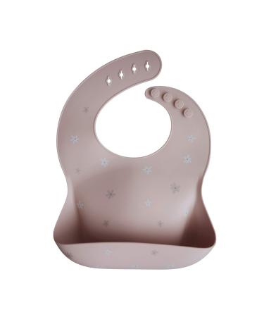 Mushie Baby Silicone Bib | Adjustable Fit Waterproof Bibs | Easy Wipe Baby Feeding Bibs | 4 Adjustable Sizes with Deep Front Pockets | 100% BPA and Phthalate Free Daisy