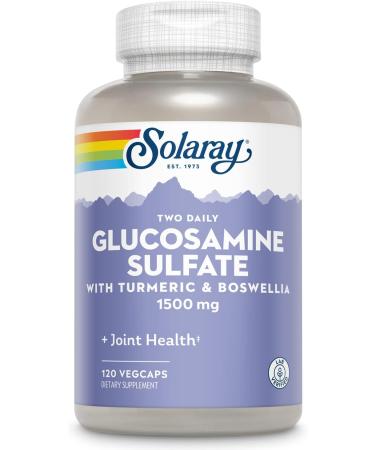 Solaray Two Daily Glucosamine Sulfate with Turmeric & Boswellia 1500 mg 120 VegCaps - Buy Online on GoSupps.com