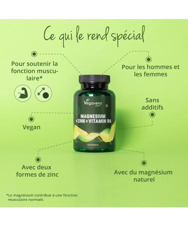 ZMA Vegavero | No Additives & Vegan | With Zinc + Natural Magnesium + Vitamin B6 | Superior Quality: With Aquamin Mg | Zinc Aspartate | Bodybuilding & Sleep | 120 Capsules - Buy Online on GoSupps.com