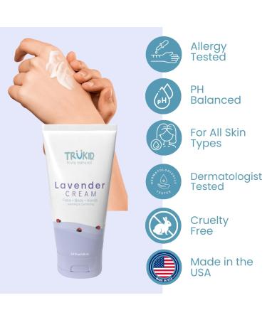 TruKid Lavender Skin Cream for Kids - Natural Hydrating Moisturizer with Shea Butter & Vitamin E - 3.4oz - Buy Online on GoSupps.com