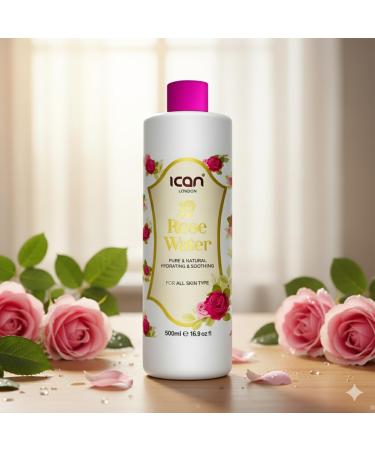 ICAN 100% Natural Rose Water - Hydrating and Purifying (1000ml) - Buy Online on GoSupps.com