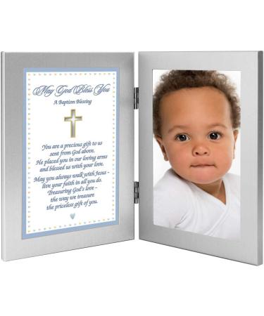 Baptism Blessing Card in Frame for Baby Boy - Includes 4x6 Inch Photo Slot - Buy Online on GoSupps.com