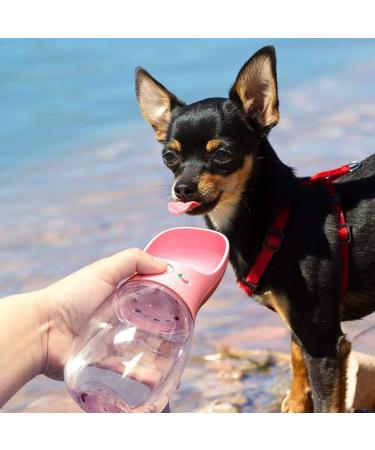 Sayapeiy Portable 350ml Dog Water Bottle - Antibacterial Travel Dispenser for On-the-Go Hydration - Perfect for Outdoor Adventures - Pink - Buy Online on GoSupps.com