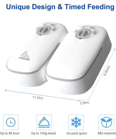PeTnessGO Automatic 2 Meals Cat Feeder with Timer - Timed Portion Control for Dry & Semi-Moist Food - Food Dispenser for Cat & Dog - 48-Hour Timed - Buy Online on GoSupps.com