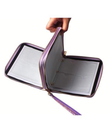 FingerAngel 120 Slots Nail Stamping Plate Holder Case - Rectangular Laser Style Manicure Organizer with Double Zipper for Nail Art - Buy Online on GoSupps.com