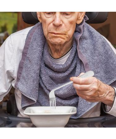 Left Handed Adaptive Utensils Set for Rehabilitation - Easy Grip Spoon and Fork Set for Disabled Elderly - Stainless Steel Self Feeding Utensils - Silver - Buy Online on GoSupps.com