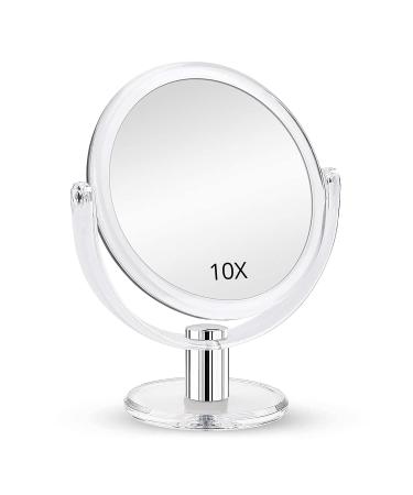 Fabuday Magnifying Makeup Mirror Double Sided, 1X 10X Magnification Mirror, Table Top Vanity Mirror, Transparent Clear 6.25 Inches
