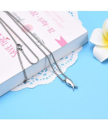 Personalized Oppjb Ash Urn Necklace - Stainless Steel Jesus Fish Memorial Jewelry for Pets & Loved Ones - Buy Online on GoSupps.com