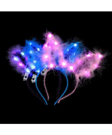 GENBREE LED Bunny Ear Headband - Pack of 3 | Light Up Glowing Rabbit Ear Hair Hoop for Women | Perfect for Cosplay, Parties, and Christmas - Buy Online on GoSupps.com