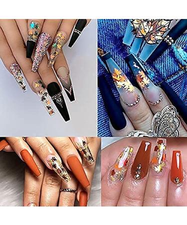 Maple Leaf Flake Glitter Nail Art Kit - 20g Metallic 3D Confetti for Fall Manicures - Red Yellow Orange Mix Design - Maple Spangles for Women and Girls (2 Pots) - Buy Online on GoSupps.com