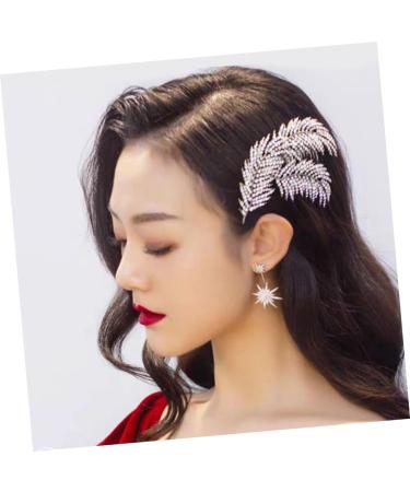 DOITOOL 1pc Wedding Hairpin Bridal Headpiece Diamond Hair Clip Pearl Diamond Headpiece Mothers Day Side Combs Silver Hair Clips Bridal Tiara Hair Comb Pin Rhinestone Bride Leaves Headgear - Buy Online on GoSupps.com