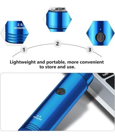 Buy 1pc Electric Shaver for Men - Durable Mini Beard Razor Rechargeable Hair Removal Device in Blue - International Shipping Available - Buy Online on GoSupps.com