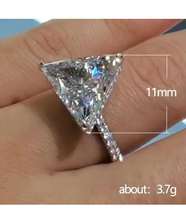 Vsoruln Sterling Silver Triangle Zircon CZ Diamond Ring for Women - Size 8 - Buy Online on GoSupps.com