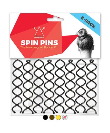 Hawwwy Spiral Bobby Pins 8 Pack Spin Pins, Easy & Fast Bun Maker Twist Hair Pins for Women Kids, Updo Hair Accessories, Messy Bun Tool, Perfect Small Bun Bobbypins Bobbie Fashion (Black 2 Inches) 8 Count (Pack of 1) Black