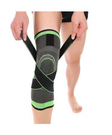NEARTIME Knee Brace Support Compression Sleeves 1 Pair Wraps Pads for Arthritis Running Pain Relief Injury Recovery Basketball and More Sports X-Large Green