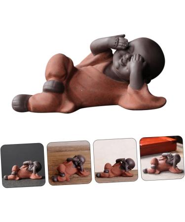Alipis Tea Pet Chinese Decor Fairy Feng Shui Laughing Buddha Car Decoration Buddha Ornament Maitreya Buddha Figurine Desk Decor Monk Outdoor Statue Three No Purple Clay Decorations Red 13.3X6.5CM - Buy Online on GoSupps.com