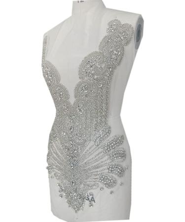 Handmade Rhinestone Applique - Silver 2 Crystal Patch for Dresses - Sew-On Beads Accessory - Buy Online on GoSupps.com