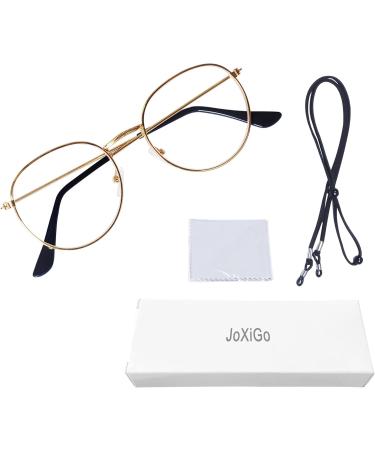 JoXiGo Reading Glasses for Women & Men - Stylish Metal Frame Nerd Glasses with Clear Lens & Strap - Gold 2.5 Diopters - Buy Online on GoSupps.com