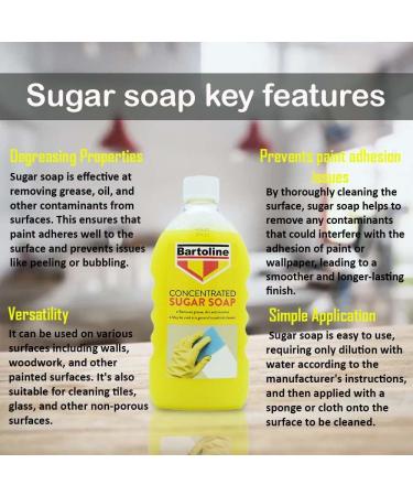 x2 500ml Bartoline sugar soap for walls |cleaning products| All purpose floor cleaner liquid Surface degreaser sugar soap| Comes with durable rubber gloves large cleaning sponge by Ditch Products - Buy Online on GoSupps.com