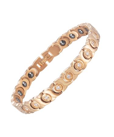 Women's bracelet with red white and blue diamonds magnetic black women's magnet hardship 18 carat rose gold titanium steel bracelet White