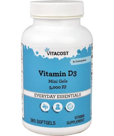 Vitacost Vitamin D3-5000 IU - 365 Softgels - Mini Gels