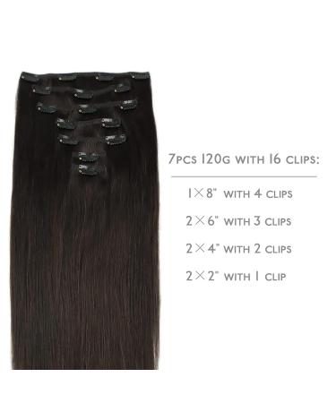 Premium 55cm Dark Brown Remy Clip-In Hair Extensions - 120g 7PCs | Natural Echo Extensions - Buy Online on GoSupps.com