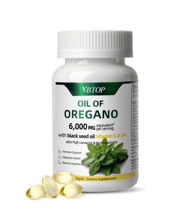 Oregano Oil with Black Seed Oil Vitamin C and Zinc 4-in-1 formula Naturally Contains Carvacrol and Thymol antioxidant and immune-boosting benefits and support digestion | Non-GMO | 90 Softgels 1 Bottle