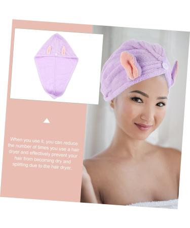 MAGICLULU 3pcs Bunny Ears Dry Hair Hat Coral Fleece Hair Mask Absorb Water Violet - Buy Online on GoSupps.com