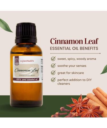 Cinnamon Leaf Essential Oil - 4 fl oz - Amber Glass Bottle w/Cap - GreenHealth - Buy Online on GoSupps.com