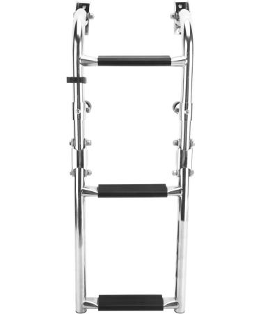 YaeMarine Stainless Steel 3 Step Folding Boat Ladder - Transom Foldable Stern Ladder with Mounting Screws (7101S) - Buy Online on GoSupps.com