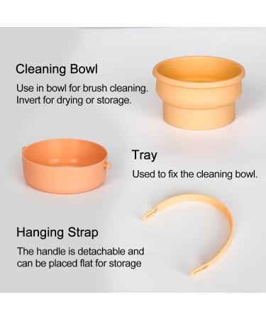Buy 3-in-1 Silicone Makeup Brush Cleaning Mat - Portable Brush Cleaner Bowl with Drying Holder | Large Beige Cosmetic Brush Cleaner - Buy Online on GoSupps.com