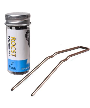 ROCST U Shaped Hairpins (12pcs) Brown 3 Inch - Bobby Pins Clips for Women/Girls Hairdressing Salon - Buy Online on GoSupps.com