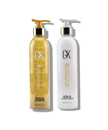 Buy GK Hair Gold Shampoo & Conditioner Duo - Moisturizing Hair Care with Free Argan Oil Serum | Argan Oil Shea Butter Natural Oils for Shine & Protection - International Shipping Available - Buy Online on GoSupps.com