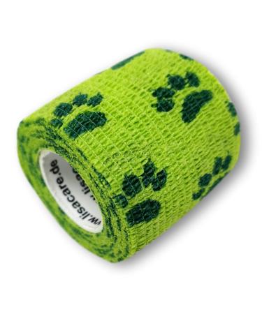 Lisacare elastic bandage self -adhering - 4 rolls 5cm wide - bandage paving for pets & horses - waterproof cohesive - huge color & motif selection (paw green) paw light green 4 -set set