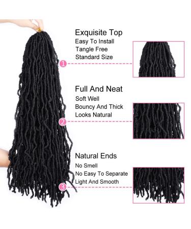 WECAN 18 inch Soft Locs Crochet Hair 7 Packs - Pre Looped Faux Goddess Locs Synthetic Braids #1B 18 Inch (Pack of 7) - Buy Online on GoSupps.com