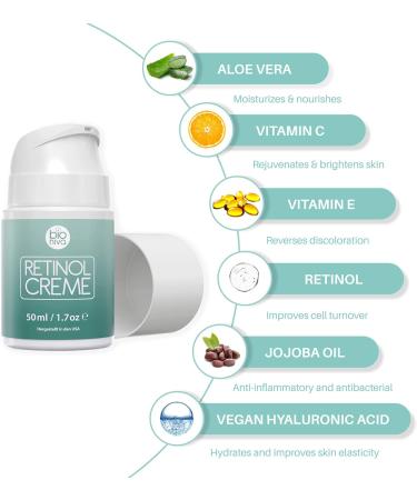 Award Winning Bioniva Retinol Moisturizer Cream - 2.5% Retinol Liposome Delivery System with Vitamin C Aloe & Vegan Hyaluronic Acid - Anti Aging & Anti Wrinkle Face Cream. 50ml - Buy Online on GoSupps.com